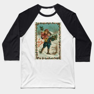 Vintage Christmas Boy and Girl Baseball T-Shirt